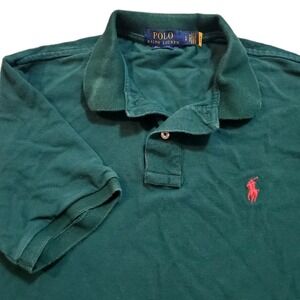 POLO Ralph Lauren Men's Large Custom Fit Polo Shirt Hunter Green Small‎ Pony